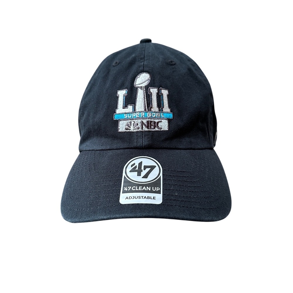 '47 Super Bowl LII Hat Mens OSFM Black NBC Embroidered Clean Up Adjustable Cap